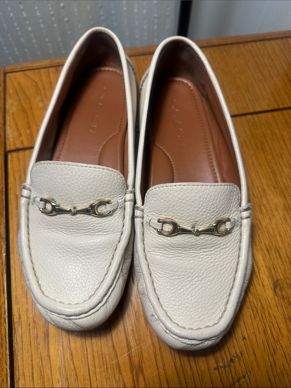 White Leather Women's Slip-On Bit Loafers